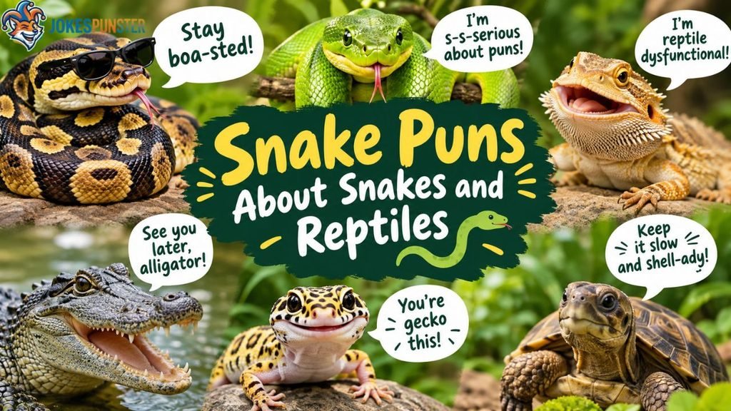 Snake Puns About Snakes and Reptiles feacture image 16by9 